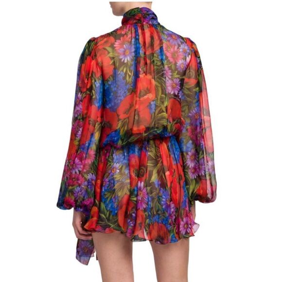 Dolce&Gabbana Floral Silk Chiffon Mini Dress size 38/ us size 2 - Picture 4 of 13